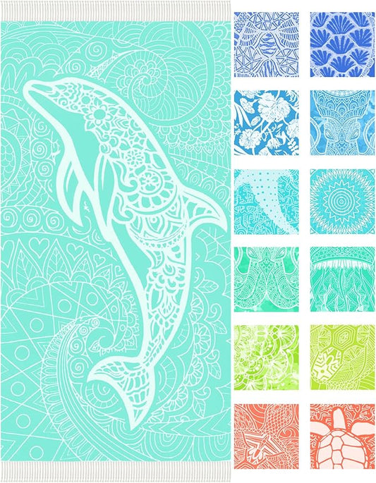 Thin Turkish Beach Towel Lightweight Soft Cotton Extra Large XL Oversized Sand Free Sandproof Absorbent Quick Dry Towels Cloud Bath Pool Travel Compact Essentials Accessories for Adult Gifts