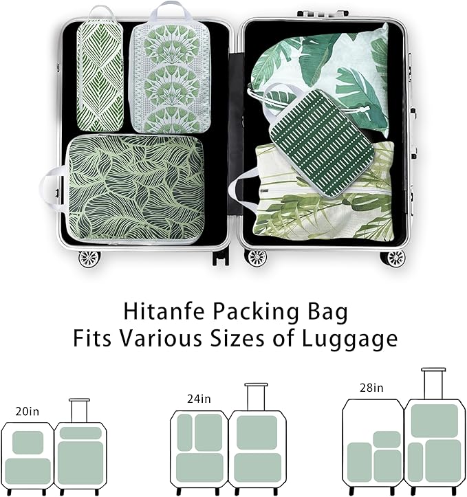 6 Pcs Compression Packing Cubes, Packing Cubes for Travel, Waterproof Luggage Organizer Bags Set, Cute Packaging Cubes for Women Kids Backpack Carry-Ons