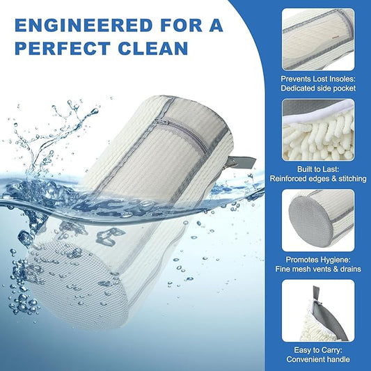 Shoe Washing Machine Bag, 2PCS Reusable Shoe Bag for Washing Machine, 360° Deep Cleaning Shoe Washing Bag for Sneakers, Laundry Shoe Bag for Washer & Dryer, Fits All Shoe Types (Off WHITE)
