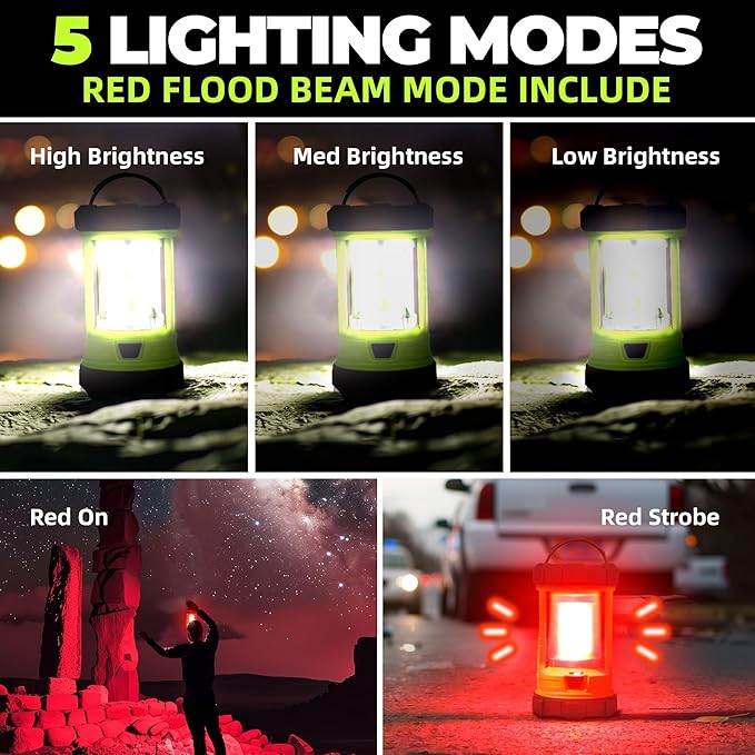 Camping Lantern 3000LM, LED Lanterns for Power Outages with 4400mAh Phone Charger, Impact-Resistant Rechargeable Lantern, 5 Light Modes Waterproof Lantern for Hurricane Emergency