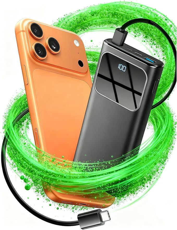 Power Bank,10000mAh Portable Charger with PD 5A/3W Fast Charging, USB C in&out External Battery Pack, Travel Phone Charger for iPhone 17 16 15 14 13 ProMax/Pro/Plus/Air Samsung S23 S22 Android Phone