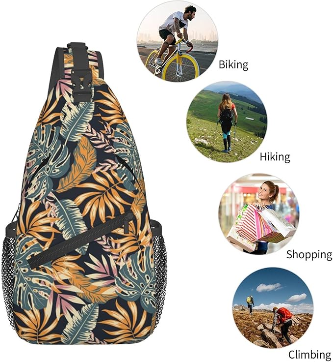 Hawaii Tropical Palm Sling Backpack Crossbody Bag Casual Chest Bags Travel Hiking Daypack Shoulder Bag for Women Men