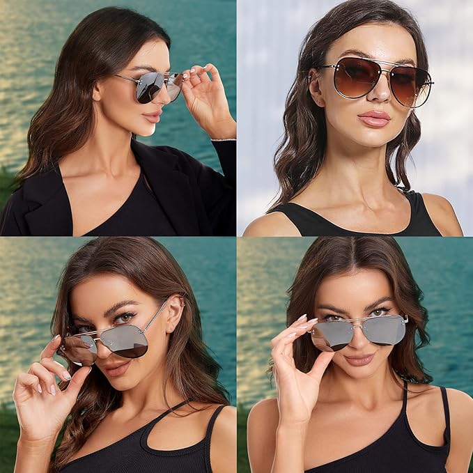 Trendy Oversized Aviator Sunglasses for Women 2025, Cute Retro Aviator Sun Glasses UV Protection Big Shades VF2203