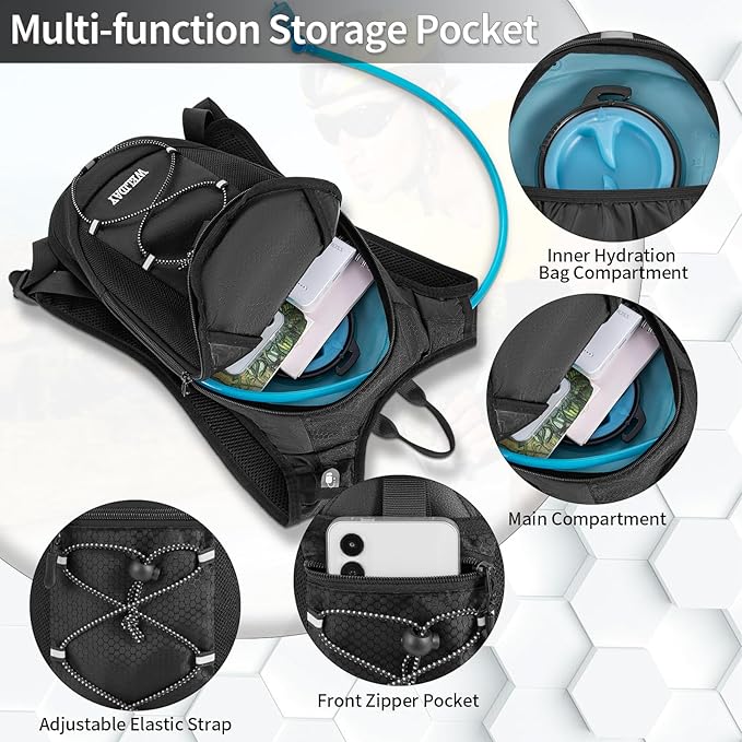 Hydration Backpack with Leak Proof Water Bladder, Lightweight Hydro Water Daypack for Rave, Cycling, Running, Hiking, Climbing