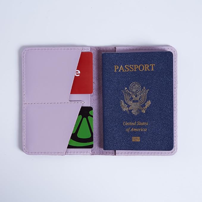 INCARNE US Passport Cover Clear - Travel Passport Wallet - Leather Passport Holder for Women Men Family with Card Slots & Note Compartmen - Sleeve Protector - Genuine Leather - Classic Fuchsia
