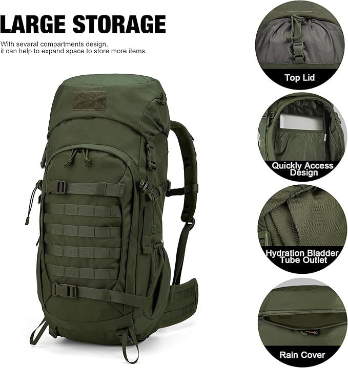 Mardingtop 50L Hiking Backpack,Backpacking Backpack with Rain Cover for Hiking,Backpacking,Rucking,Camping,Survival