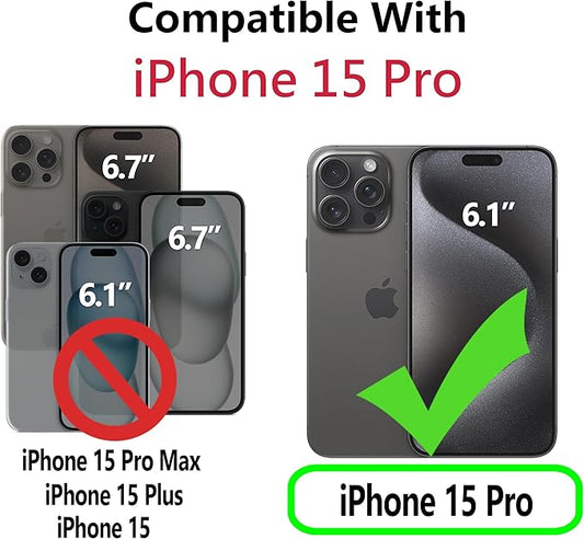 CIVICASE for iPhone 15 Pro Wallet Case,Leather Flip Case RFID Blocking Credit Card Holder Folio Magnetic Stand TPU Shockproof Cover Compatible with iPhone 15 Pro Blue Green