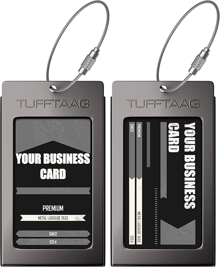 Luggage Tags Business Card Holder by TUFFTAAG - Durable Travel ID Bag Tag in Multiple Color Options, Perfect for Suitcases, Backpacks, and Carry-Ons, Easy Identification, Secure and Stylish