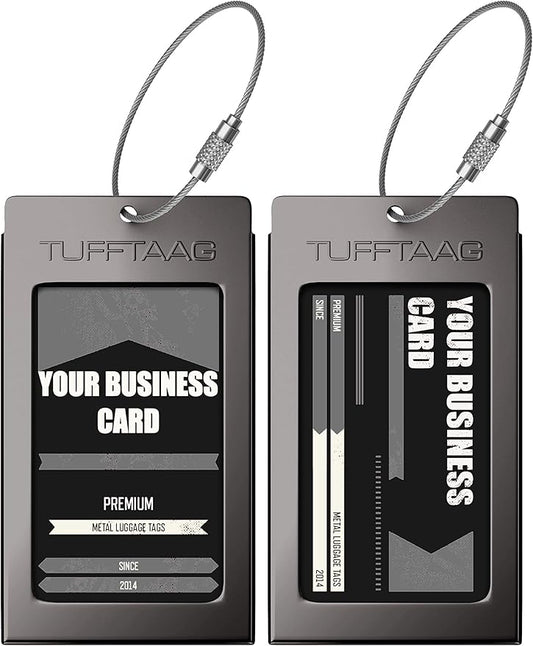 Luggage Tags Business Card Holder by TUFFTAAG - Durable Travel ID Bag Tag in Multiple Color Options, Perfect for Suitcases, Backpacks, and Carry-Ons, Easy Identification, Secure and Stylish