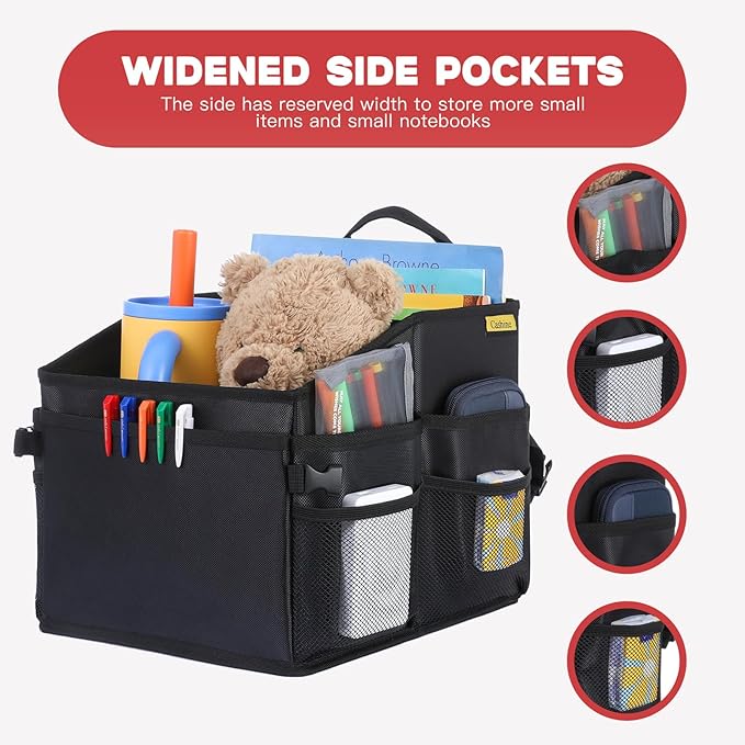 CASHINE Foldable Car Seat Organizer - Oxford Fabric Storage Box for Back Seat, Car Front Seat Organizer Universal Fit for Kids