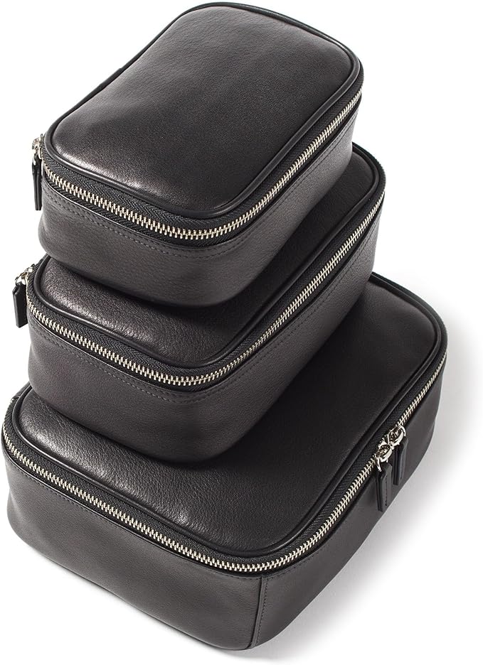 Leatherology Black Onyx Nested Travel Organizer Trio