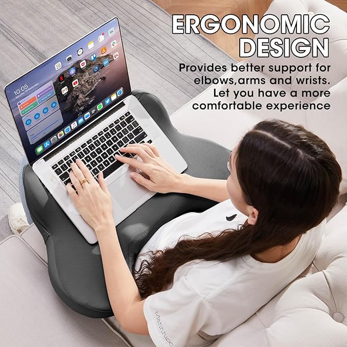 Lap Desk, Reading Pillow, Laptop Pillow for Lap, Portlands Portable Desk Pad for Bed, Couch, Car (Black)