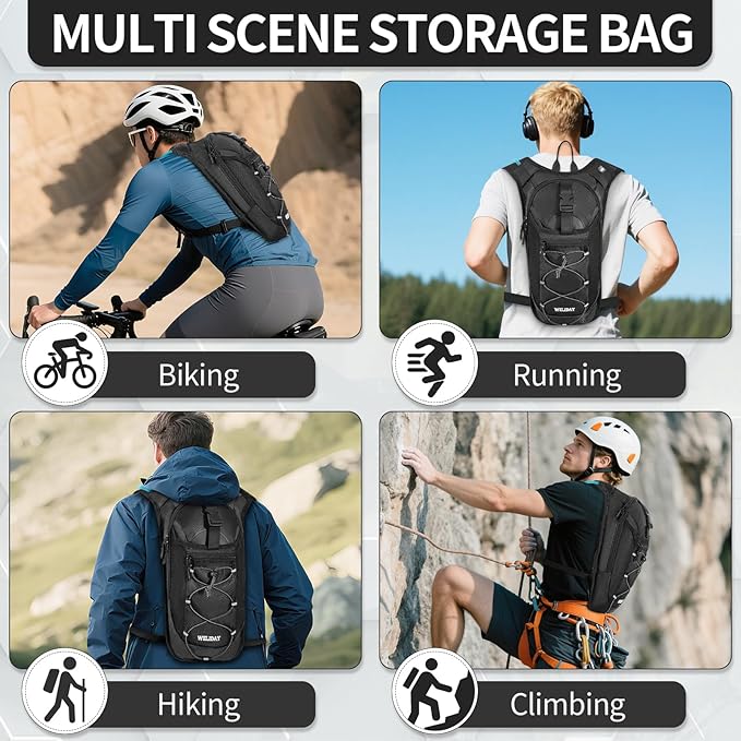 Hydration Backpack with Leak Proof Water Bladder, Lightweight Hydro Water Daypack for Rave, Cycling, Running, Hiking, Climbing