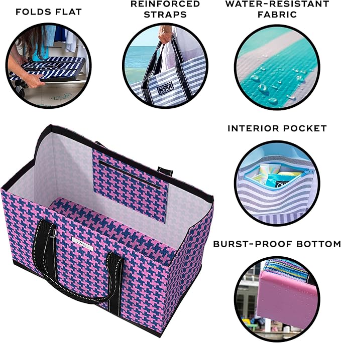 SCOUT Original Deano Tote Large - Durable Lightweight Open Top Beach, Pool & Lake Bag, Inside Zip Pocket, Folds Flat