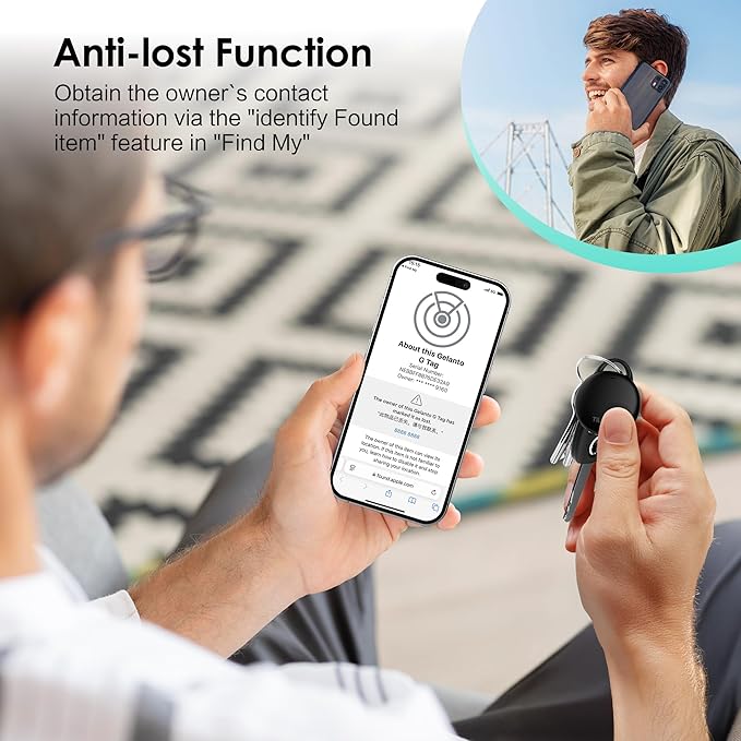 Air Tracker Tags-4 Pack: Bluetooth Tracker Works with Apple Find My (iOS Only), Key Finder and Smart Tag Locator for Luggage, Backpack, Suitcases, Pets, Replaceable Battery(Black)