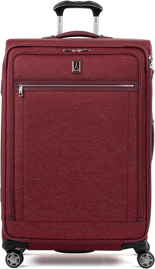 Travelpro Platinum Elite Softside Expandable Checked Luggage, 8 Wheel Spinner Large Suitcase, TSA Lock, Men and Women, Bordeaux Red, Checked Large 29-Inch
