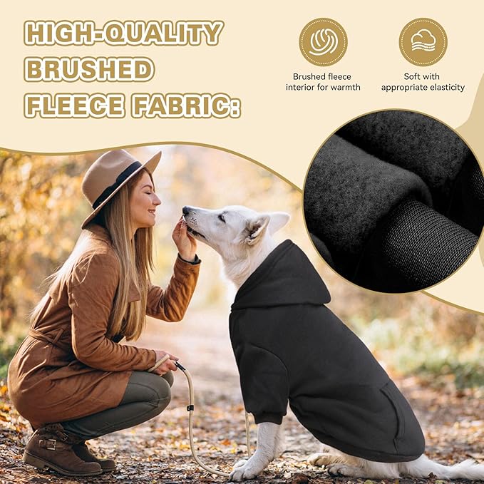 Dog Sweaters for Medium Dogs,Dog Hoodie Fleece Pet Sweater Soft Clothes Sweatshirt with Pocket Pet Hoodie for Medium Dogs(Black&M)
