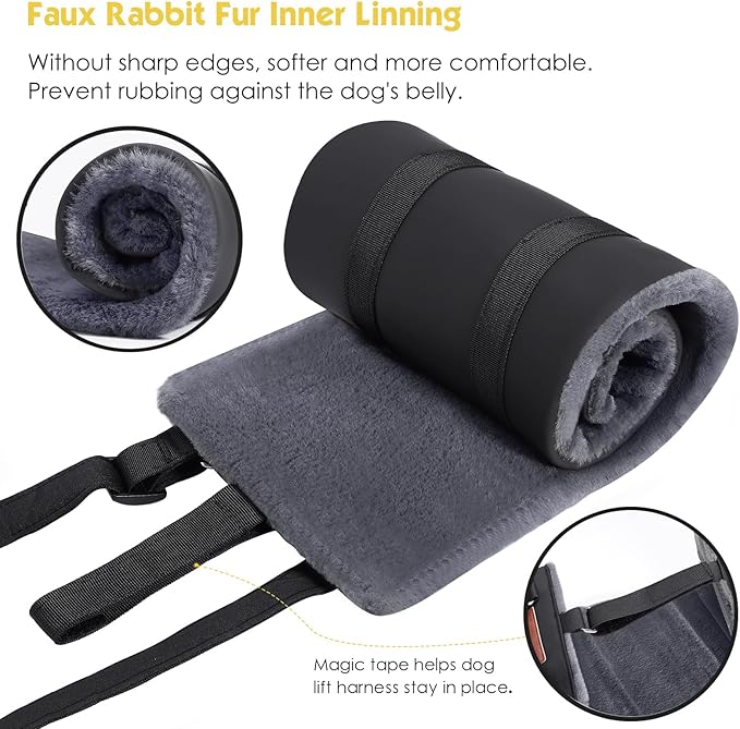 S-ETOVUS Dog Sling for Large Dogs Hind Leg Support, Magic Tape Dog Lift Harness, Soft Dog Support Harness for Back Legs, Hip Support Harness to Help Senior, Injured, Disabled and After ACL Surgery