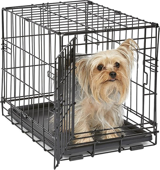 Midwest Homes for Pets 18-Inch iCrate Folding Dog Crate with Divider Panel, Leak-Proof Tray & Secure Latches – Metal Wire Kennel for Tiny Breeds – Portable, Durable & Easy to Assemble
