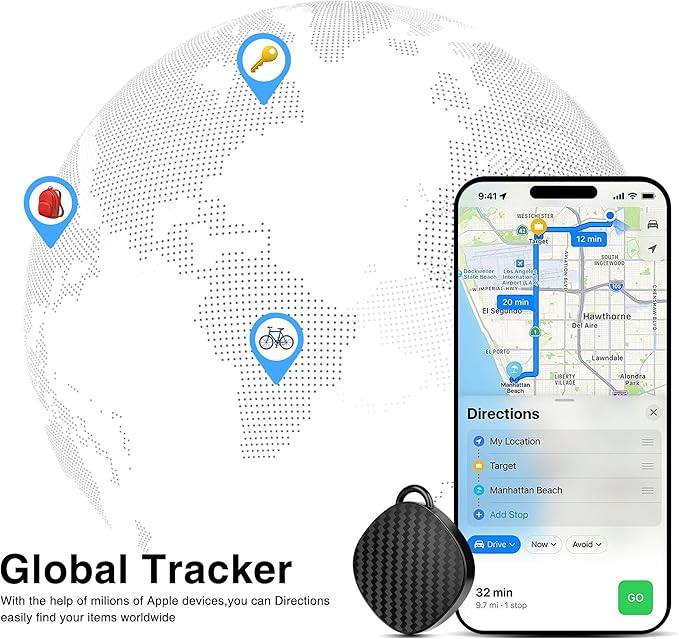 Air Tracker Tags - 2 Pack, Smart Bluetooth Tracker Tag & Finder Item Locators Works with Apple Find My, 100dB Sound, Item Finder for Keys, Bags, Luggage, Wallet, Backpack, Pet(iOS Only)