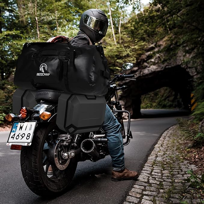 REDCAMP 80L Large Waterproof Duffel Bag, Rolltop Dry Backpack Duffle Bags with Quick-fixed Straps for Camping Motorcycle Boating Rafting Kayaking Paddle boarding, Black