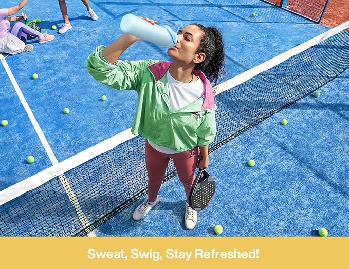 POWCAN 26 oz Insulated Water Bottle with 2-in-1 Straw and Spout Lid, Keep Cold 24H, Leak-Proof, Fits in Car Cup Holder, Stainless Steel Water Bottle for Sports, Travel, Gym, and School (Butter)