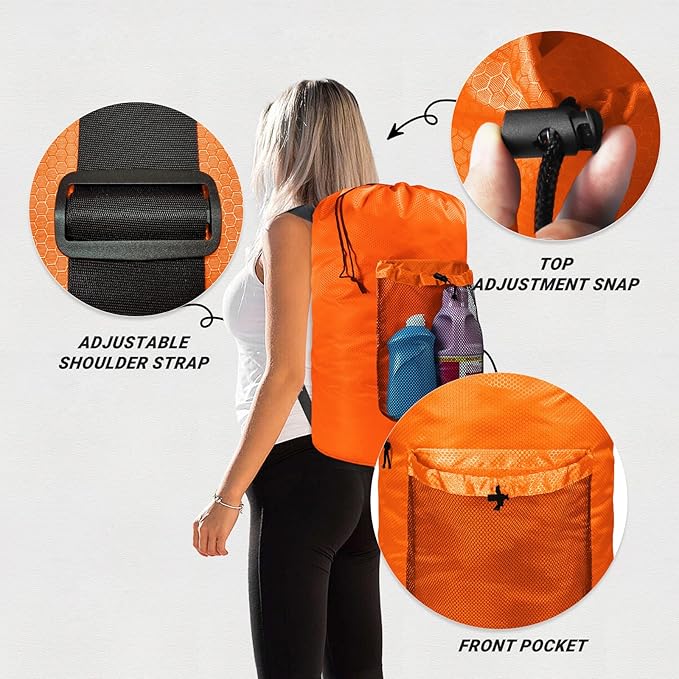 Laundry Bag with Shoulder Straps and Mesh Pocket Laundry Backpack Large Portable Laundry Hamper for College Laundromat Apartment
