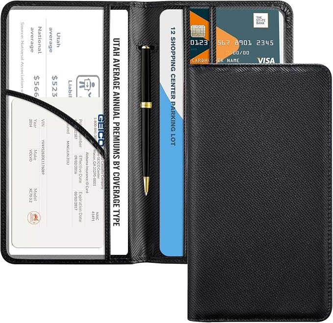 CoBak Car Registration and Insurance Holder - Vehicle Glove Box Car Organizer,Auto Truck Comparment Accessories Case with Magnetic Closure for Driver License,Cards