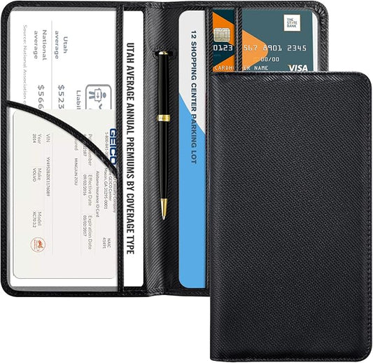 CoBak Car Registration and Insurance Holder - Vehicle Glove Box Car Organizer,Auto Truck Comparment Accessories Case with Magnetic Closure for Driver License,Cards