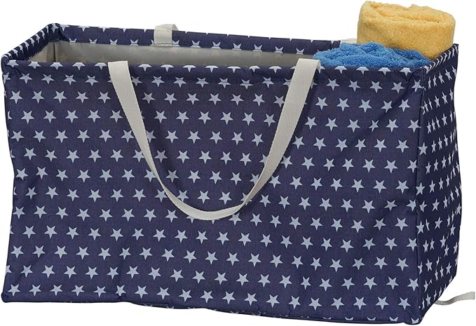 Household Essentials Blue with White Stars Krush Container All-Purpose Utility Tote