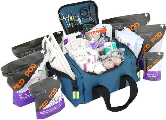 Lightning X Value Compact Medic First Responder EMS/EMT Stocked Trauma Bag w/Basic Fill Kit A - Blue