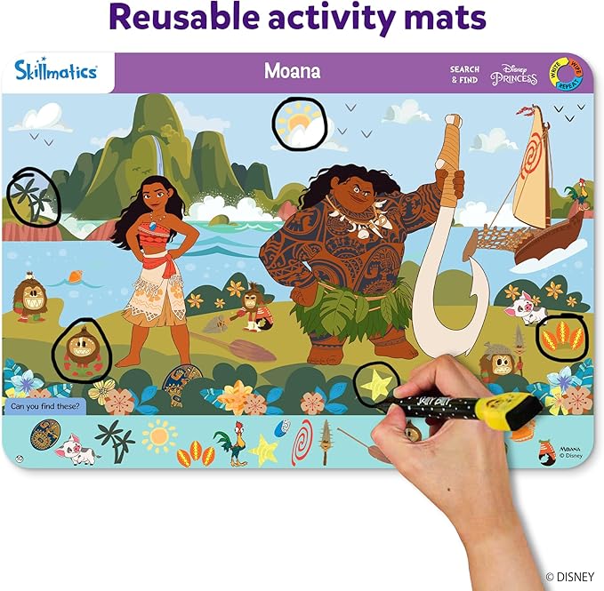 Skillmatics Search and Find Disney Princess Educational Game - Reusable Preschool Learning Activities, Christmas Toys, Art & Crafts, Gifts for Toddlers & Kids of Ages 3, 4, 5, 6