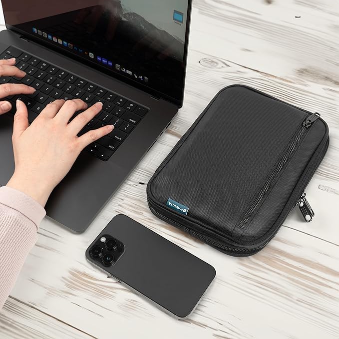 PAVILIA Travel Cord Organizer, Electronic Organizer Travel Case, Tech Organizer Travel Case, Cable Organizer Travel Storage, Small Charger Cord Bag Pouch, Travel Accessories Tech Gifts for Men, Black