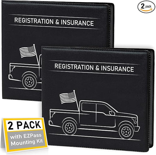 CANOPUS Auto Accessory Document Holder, 2 Pack (Black, PVC, Portable, EZ Pass Compatible)