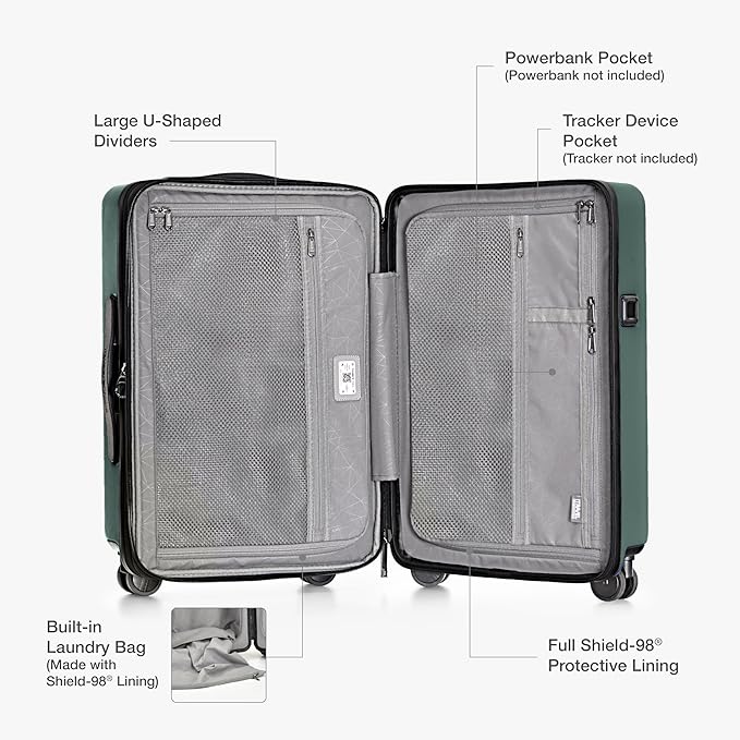 Traveler's Choice Markham Hardside Expandable Luggage with Double Spinner Wheels, Carry-On 21-Inch Suitcase, Green