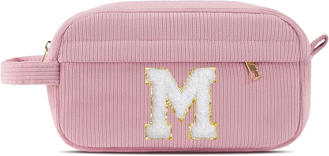 Pocmimut Cute Makeup Bag,Travel Cosmetic Bag for Women Yoga,Picnic,Personalized for Bestfriend Birthday Gifts Makeup Bag with Initial,M