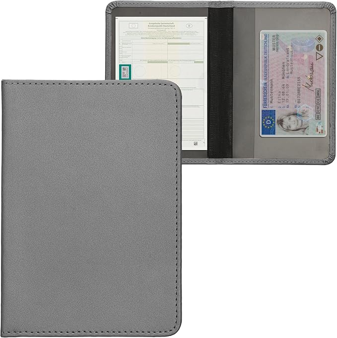kwmobile Registration and Insurance Holder - Car Document Holder for Vehicle Documents and Cards - PU Leather - Black