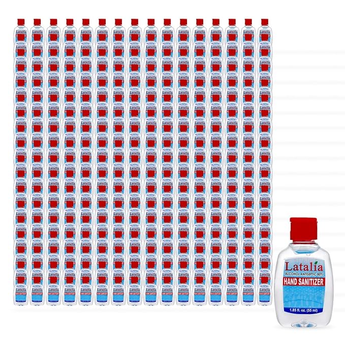 Latalia Mini Hand Sanitizer Travel Size Pack of 288 | 1.85 fl oz with 80% Alcohol Small Hand Sanitizer Bulk For Non-Sticky, Unscented, Gentle & Fresh Hands Anytime