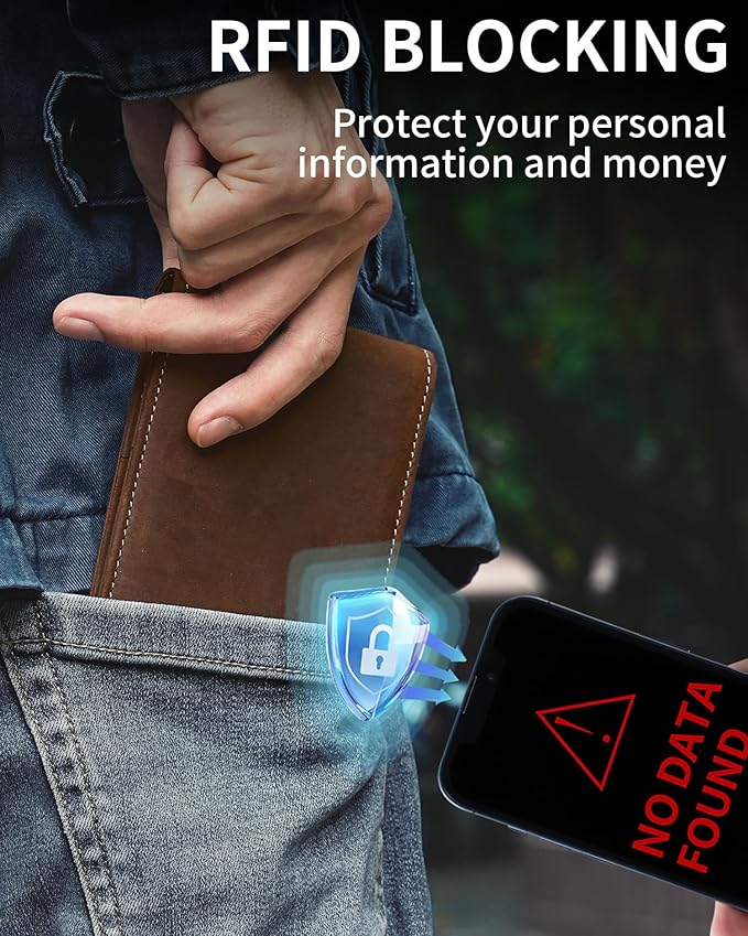 Artpaxy Mens Wallet Bifold Genuine Leather RFID Blocking Wallet for Men with 2 ID Windows 12 Card Holders 2 cash pockets 1 Gift Box
