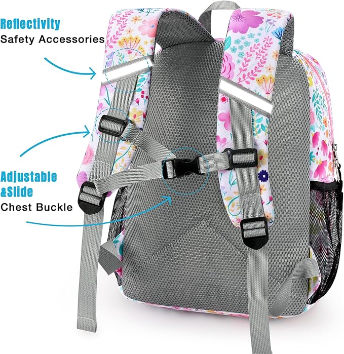 STEAMEDBUN Kids Backpack for Girls, Flower Kindergarten Backpack for Toddler Girls Age 3-8