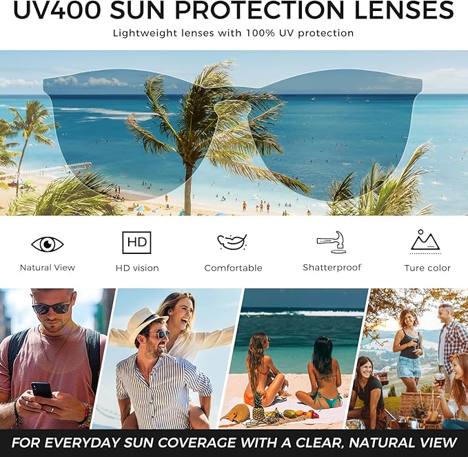SUNGAIT Premium Vintage Round Sunglasses for Women Men Classic Retro Trendy Style