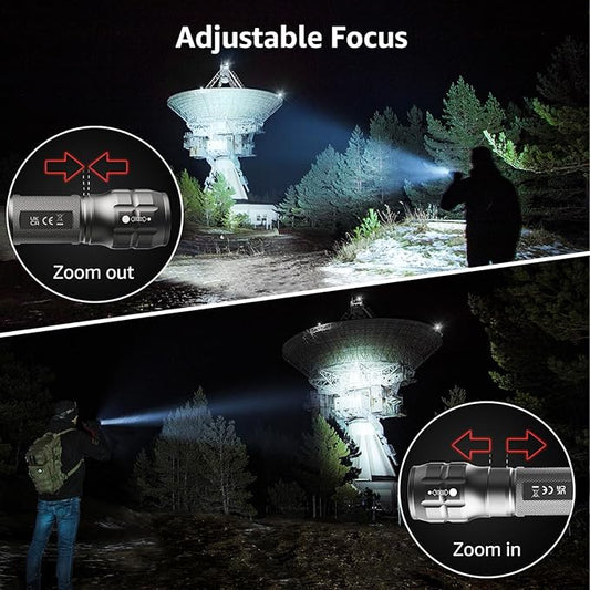 Lighting EVER LED Flashlights High Lumens, Small Flashlight, Waterproof, Adjustable Focus Flash Light for Outdoor, Emergency, Camping, AAA Batteries Included, 2 Pack