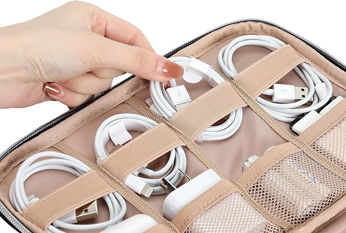 BELALIFE Electronic Organizer, Portable Travel Cable Bag, Tech Storage for Cord, Charger, Phone, Earphone, Hard Drive, USB, SD Card and Other Accessories, Lake-Blue