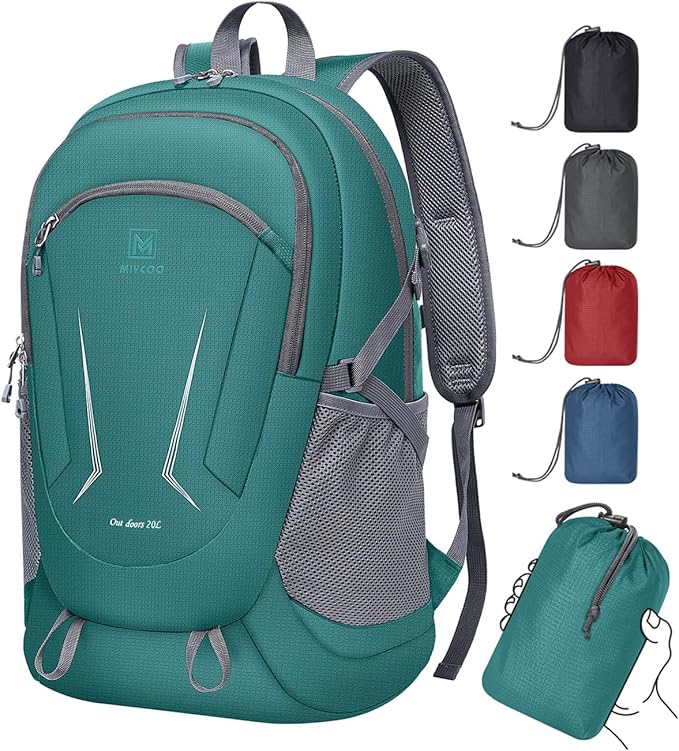 MIYCOO Backpack - Ultra Lightweight Packable Backpack for Travel Camping, 20L Hiking Back Pack Waterproof Foldable Daypack for Men Women Green