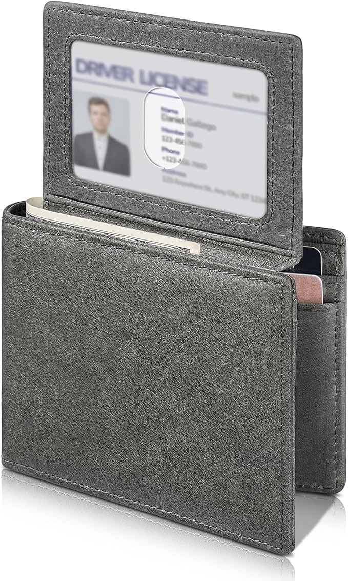 Artpaxy Mens Wallet Bifold Genuine Leather RFID Blocking Wallet for Men with 2 ID Windows 12 Card Holders 2 cash pockets 1 Gift Box