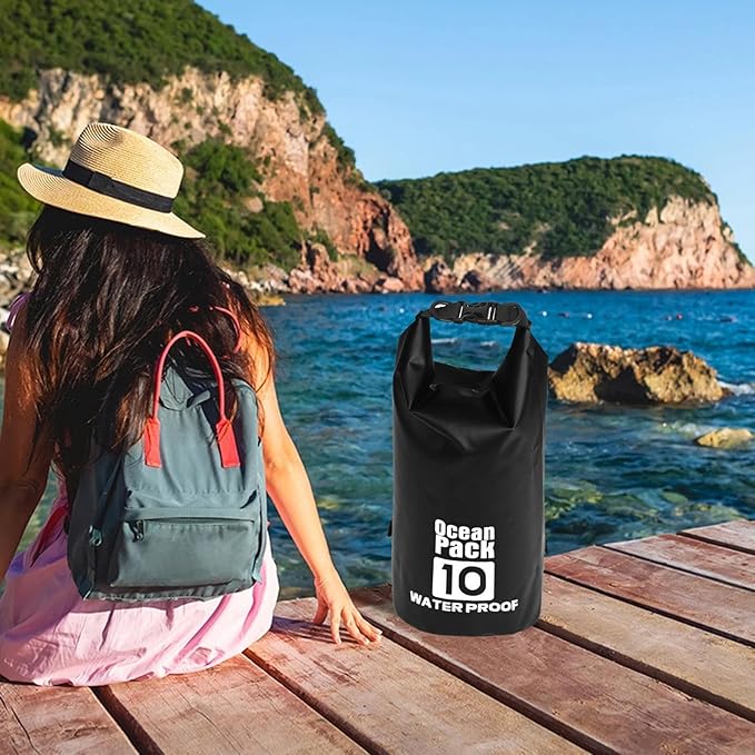 Roll Top Dry Bag - Floating Dry Sack, Lightweight Waterproof Pouch, Tight Closure with Detachable Shoulder Belt, Outdoor Activities for Hiking Camping Swimming Fishing Boating