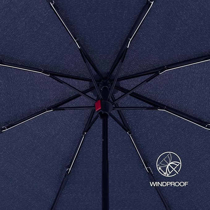 Knirps A.050 Navy Manual Open Close Travel Rain Umbrella for Adults – Ultra Lightweight, Compact Windproof 38.5" Water Resistant Canopy, Steel Aluminum Frame, Travel Case Included