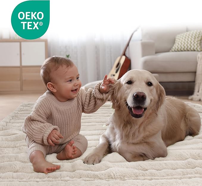 Waterproof Dog Blanket for Small Dogs, Luxury Plush Washable Cats Blankets for Couch Protection, Super Soft Calming Pet Blanket for Indoors (Cream, 25"x35")