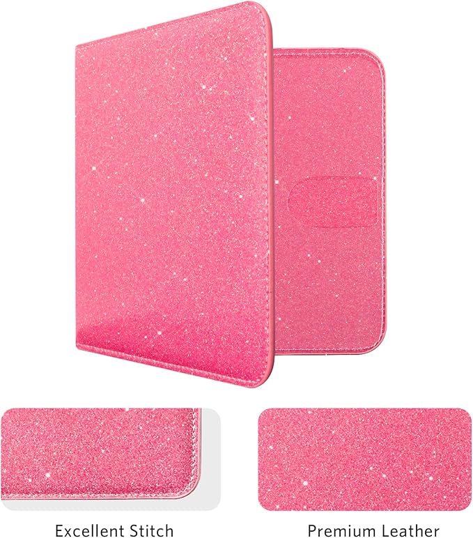 CoBak Car Registration and Insurance Holder - Small and Lightweight Vehicle Glove Box Car Organizer, Auto Truck Comparment Accessories Case for Essential Document, Driver License (Glitter Rosy)