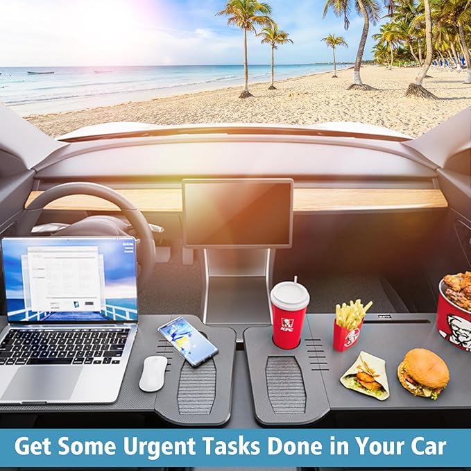Car Desk Steering Wheel Tray, Foldable Car Table Tray, Car Desk for Laptop, Steering Wheel Desk for Eating and Traveling, Upgraded Design